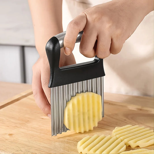 WaveSlice™ Stainless Steel Crinkle Cutter – Wavy Knife for Fries & Garnishes