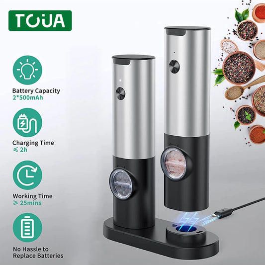 USB Rechargeable Electric Salt & Pepper Grinder